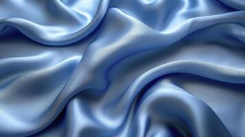 AI generated Blue silk fabric background. The luxurious fabric textured is very realistic and detailed. photo