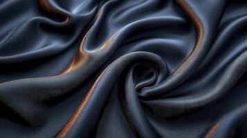 AI generated Black dark silk fabric background. The luxurious fabric textured is very realistic and detailed. photo