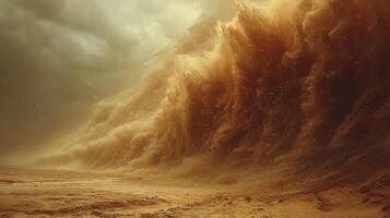 ai generado el arena tornado ese formas olas en el desierto, creando un único y aterrador vista. foto