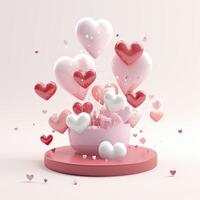 AI generated tiny cute isometric love, soft red and pink pastel colors, 3d icon clay render, pastel background, photo