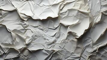 AI generated Glued white paper background. Crumpled texture background. photo