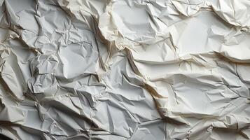 AI generated Glued white paper background. Crumpled texture background. photo