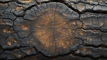 ai generado antiguo de madera antecedentes con interesante grietas y madera grano. parte superior vista. foto