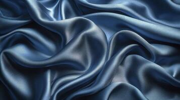 AI generated Blue silk fabric background. The luxurious fabric textured is very realistic and detailed. photo