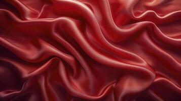 AI generated Red silk fabric background. The luxurious fabric textured is very realistic and detailed. photo