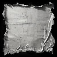 AI generated black and white grunge of a torn white fabric, black background, photo