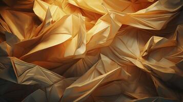 AI generated Brown crumpled paper texture background. photo