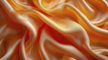 AI generated Orange silk fabric background. The luxurious fabric textured is very realistic and detailed. photo