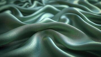 AI generated Green silk fabric background. The luxurious fabric textured is very realistic and detailed. photo