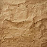 AI generated brown recycled old craft paper texture background. Abstract brown material old vintage page crumpled. photo