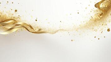 AI generated Swirls of gold confetti falling on a clean white background. 3d rendering illustration. photo