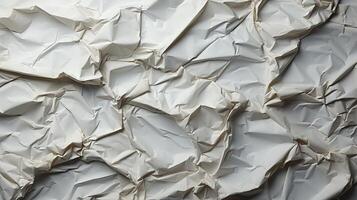 AI generated Glued white paper background. Crumpled texture background. photo