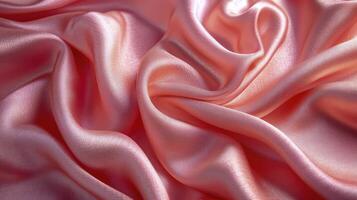 AI generated Pink silk fabric background. The luxurious fabric textured is very realistic and detailed. photo