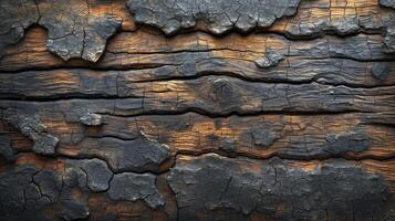 AI generated Old wooden background with interesting cracks and wood grain. top view. photo