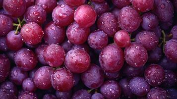 ai generado rojo uvas antecedentes. pulcramente arreglado racimos de rojo uvas, un artístico arreglo a realce el color y belleza. foto