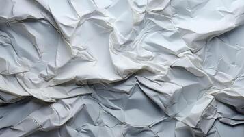 AI generated Glued white paper background. Crumpled texture background. photo