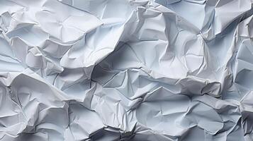 AI generated Glued white paper background. Crumpled texture background. photo