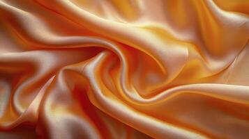 AI generated Orange silk fabric background. The luxurious fabric textured is very realistic and detailed. photo