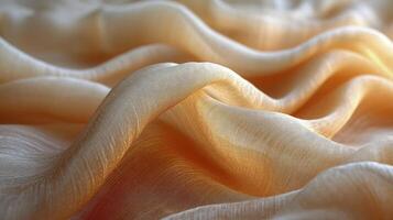 AI generated Warm toned soft silk fabric wavy background. The luxurious fabric texture is very realistic and detailed. photo