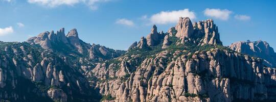 Aerial view of the Benedict church Abbey of Monserrat from Barcelona, Spain. photo