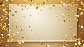 AI generated an empty space decorated with falling gold confetti, a splendor of luxury. photo