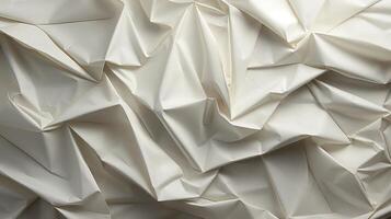 AI generated White crumpled paper texture background. photo