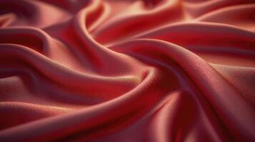 AI generated Red silk fabric background. The luxurious fabric textured is very realistic and detailed. photo