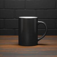 AI generated blank black mug mockup photo