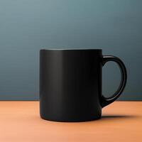 AI generated blank black mug mockup photo