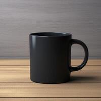 AI generated blank black mug mockup photo