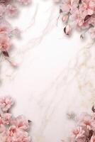 AI generated marble background with flower frame photo