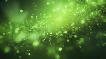 AI generated green lime glow particle abstract bokeh background photorealistic 3d render photo