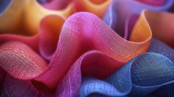 AI generated Close-up colorful silk fabric. Graceful and luxurious texture. photo