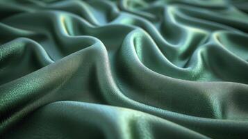 AI generated Green silk fabric background. The luxurious fabric textured is very realistic and detailed. photo