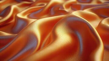 AI generated Orange silk fabric background. The luxurious fabric textured is very realistic and detailed. photo