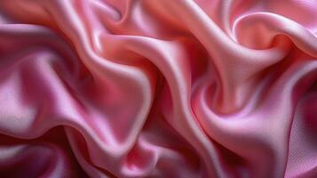 AI generated Pink silk fabric background. The luxurious fabric textured is very realistic and detailed. photo