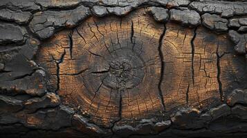 AI generated Old wooden background with interesting cracks and wood grain. top view. photo