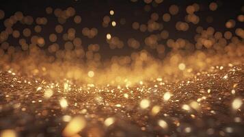 AI generated Golden glow particle abstract bokeh background photorealistic 3d render photo