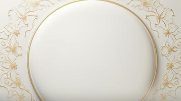 ai generado Ramadán antecedentes todas blanco, oro acentos minimalismo 3d representación foto