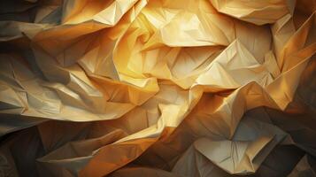 AI generated Brown crumpled paper texture background. photo