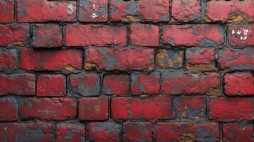 AI generated Weathered, Stained, and Deteriorating Red Brick Wall Background. photo