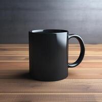 AI generated blank black mug mockup photo