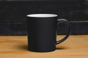 AI generated blank black mug mockup photo