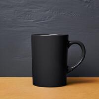 AI generated blank black mug mockup photo