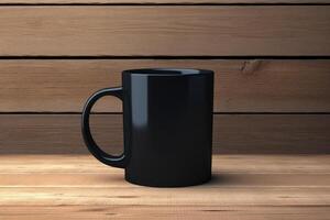 AI generated blank black mug mockup photo