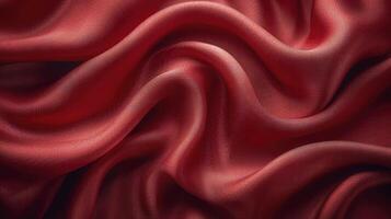 AI generated Red silk fabric background. The luxurious fabric textured is very realistic and detailed. photo