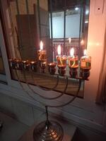 Chanukah candles on street corners photo