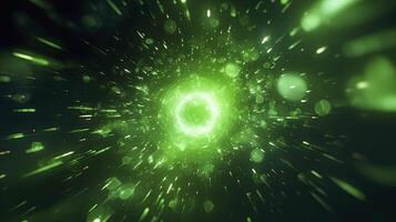 AI generated green lime glow particle abstract bokeh background photorealistic 3d render photo