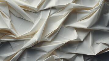 AI generated White crumpled paper texture background. photo