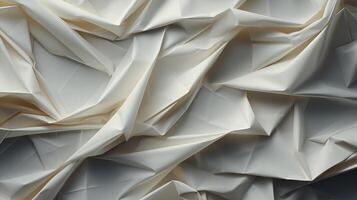 AI generated White crumpled paper texture background. photo